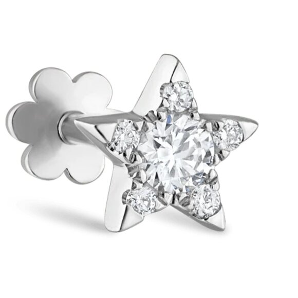 Maria Tash White Gold Diamond Star Threaded Stud Earring 5.5mm - Picture 1 of 9